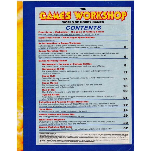 Games Workshop Catalog 1992 World of Hobby Games Warhammer Miniatures VG 1993 - Picture 2 of 10